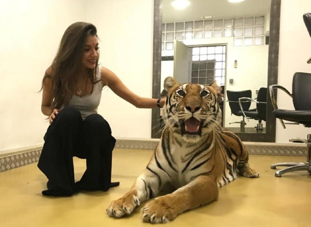 Ana Guerra posa con la tigresa que protagoniza su criticada broma en...