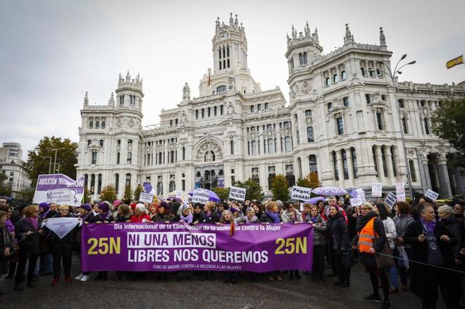 Manifestación en Madrid contra la violencia machista, el pasado...
