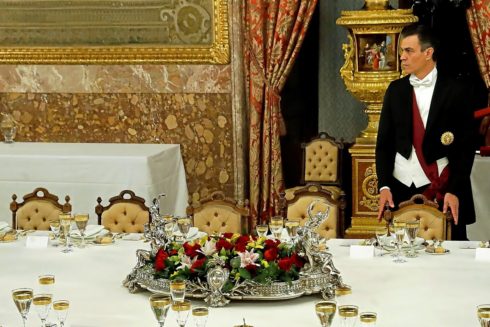 El presidente del Gobierno, Pedro Sánchez, durante la cena de gala...