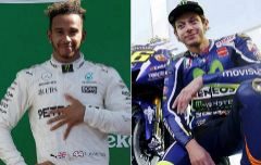 Hamilton, con una Yamaha y Rossi, con un Mercedes
