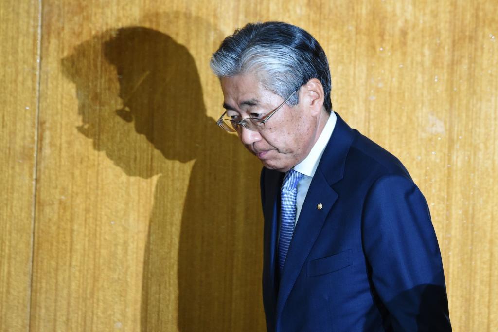 Japan's Olympic Committee President (JOC) Tsunekazu <HIT>Takeda</HIT> arrives at a JOC board meeting in Tokyo on March 19, 2019. (Photo by CHARLY TRIBALLEAU / AFP)