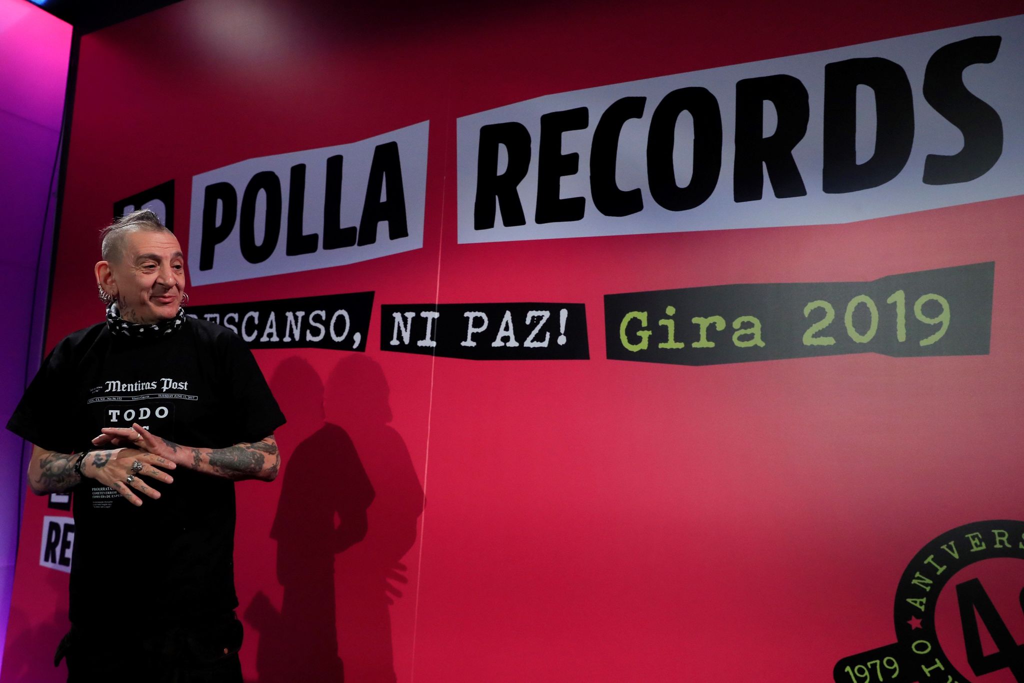 Evaristo durante la presentacin de una gira de la Polla Rcords tras su vuelta a los escenarios en 2019.
