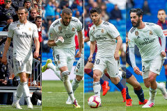 De izda a dcha: Bale, Benzema, Asensio e Isco.