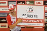 El belga Campenaerts lleva a otro nivel el rcord de la hora: 55,089 km