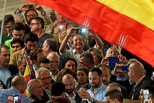 Santiago Abascal, durante el acto de Vox en Sevilla