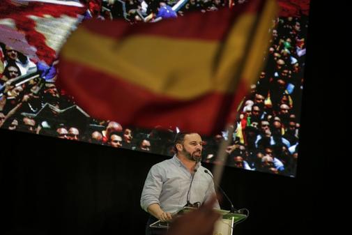 Santiago Abascal, en un acto de Vox en Valencia