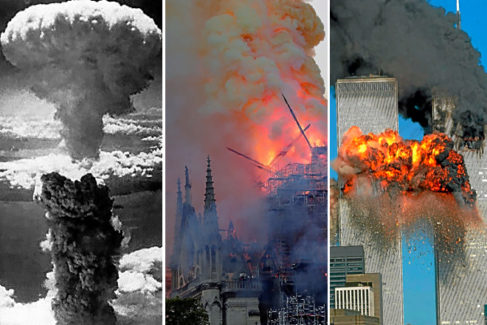 El incendio en la catedral de Pars, entre el hongo atmico de Nagasaki y el ataque a las Torres Gemelas.