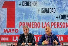 Unai Sordo y Pepe lvarez  presentan el pasado lunes los actos y manifestaciones que ambos sindicatos han organizado en todo el pas.