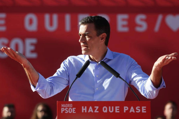 Pedro Sánchez, la semana pasada, antes de ganar las elecciones...