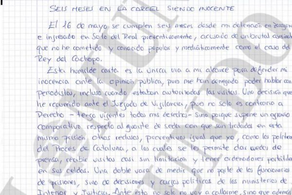 Carta desde la cárcel del 'Rey del Cachopo': "Heidy sigue viva" 15573357572687