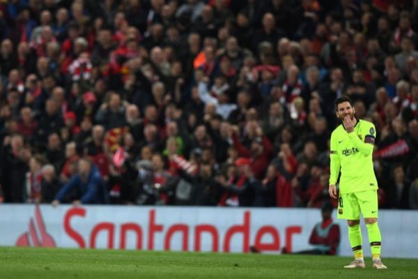 Leo Messi tras la derrota ante el Liverpool.