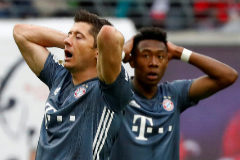 Bundesliga - RB Leipzig v <HIT>Bayern</HIT> Munich Soccer Football - Bundesliga - RB Leipzig v <HIT>Bayern</HIT> Munich - Red Bull Arena, Leipzig, Germany - May 11, 2019 <HIT>Bayern</HIT> Munich's Robert Lewandowski and David Alaba react REUTERS/Kai Pfaffenbach DFL regulations prohibit any use of photographs as image sequences and/or quasi-video TPX IMAGES OF THE DAY