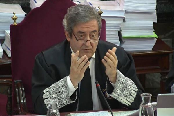 El fiscal Javier Zaragoza, durante el juicio del 1-O en el Tribunal...