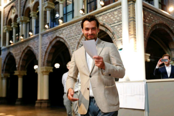 Dutch politician Thierry Baudet of the Forum for Democracy prepares to...