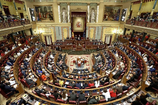 Imagen panormica del Hemiciclo del Congreso de los Diputados