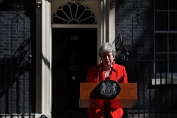 Theresa May durante el anuncio de su dimisin.