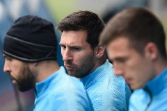 Messi, junto a Jordi Alba, en la vspera de la final de Copa.