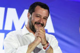 Salvini da una rueda de prensa despus del anuncio de los resultados iniciales durante la noche electoral del domingo.