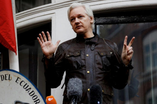FILE PHOTO: WikiLeaks founder Julian <HIT>Assange</HIT> is seen on the...