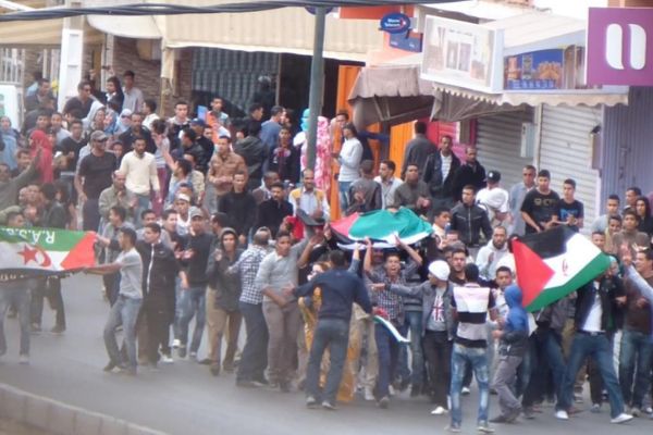 Manifestación saharaui en El Aaiún.