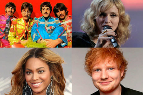 Beatles, Madonna, Beyonc y Ed Sheeran, iconos de la msica en diferentes dcadas.