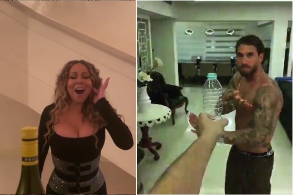 La artista Mariah Carey y el futbolista Sergio Ramos haciendo el reto...