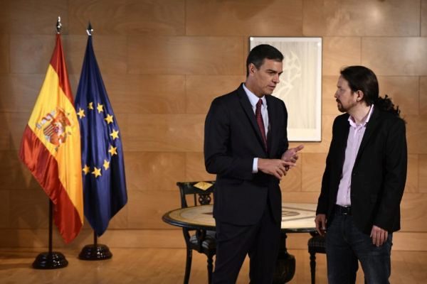 Pedro Sánchez y Pablo Iglesias, juntos en el Congreso de los...
