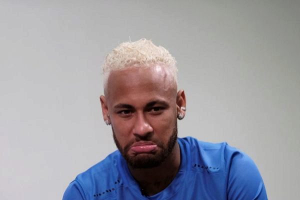 Brazilian soccer player <HIT>Neymar</HIT> during an interview with...
