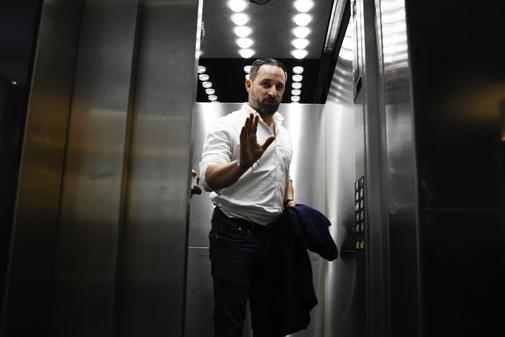 Santiago Abascal, en un ascensor del Congreso de los Diputados