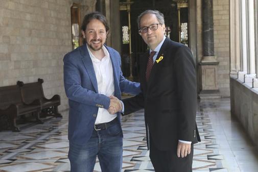 El president Quim Torra se rene con Pablo Iglesias en el Palau de...