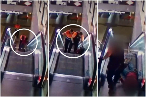 Los guardias de seguridad de Metro dejan inconsciente al hombre.