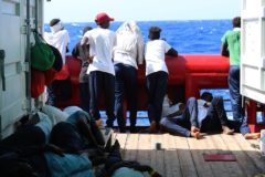 Off Sea (--), 14/08/2019.- A handout photo dated 14 August 2019 and made available by Doctors Without Borders (MSF) on 19 August 2019, showing migrants on board <HIT>Ocean</HIT> <HIT>Viking</HIT> rescue vessel as the ship was heading north to find a port of safety for all people on board after four days of life saving rescue missions. The <HIT>Ocean</HIT> <HIT>Viking</HIT> had only been in the search and rescue area for approximately 10 hours before the first distress alert came in. In total 356 men, women and children were brought on board in four separate rescue operations at sea. MSF's medical team is treating a number of the 356 rescued people onboard for seasickness. EPA/ HANDOUT EDITORIAL USE ONLY/NO SALES