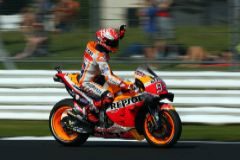 Northampton (United Kingdom).- Spanish MotoGP rider Marc <HIT>Marquez</HIT> of the Repsol Honda Team in action, during the MotoGP practice session of the 2019 Motorcycling Grand Prix of Britain at the Silverstone race track, Northampton, Britain, 24 August 2019. (Motociclismo, Ciclismo, Reino Unido) EPA/