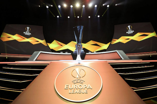 The <HIT>Europa</HIT> <HIT>League</HIT> Trophy stands on display...