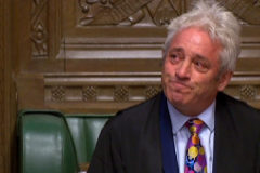 A video grab from footage broadcast by the UK Parliament's Parliamentary Recording Unit (PRU) shows Speaker of the House of Commons John <HIT>Bercow</HIT> announcing to MP's that he would step down from his role on September 9, 2019 in London. - The speaker of Britain's House of Commons John <HIT>Bercow</HIT> said on Monday he would step down within weeks, amid criticism by Brexit hardliners who say he has twisted parliamentary rules to undermine them. (Photo by - / various sources / AFP) / RESTRICTED TO EDITORIAL USE - MANDATORY CREDIT " AFP PHOTO / PRU " - NO USE FOR ENTERTAINMENT, SATIRICAL, MARKETING OR ADVERTISING CAMPAIGNS - EDITORS NOTE THE IMAGE HAS BEEN DIGITALLY ALTERED AT SOURCE TO OBSCURE VISIBLE DOCUMENTS