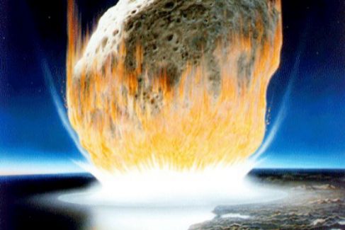 Recreacin artstica del impacto del asteroide