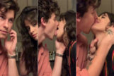 Shawn Mendes y Camila Cabello, durante su beso en redes.