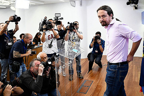 Pablo Iglesias, durante su comparecencia ante los medios