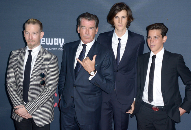 El actor, con sus hijos Sean, Dylan y Christopher, en 2015.