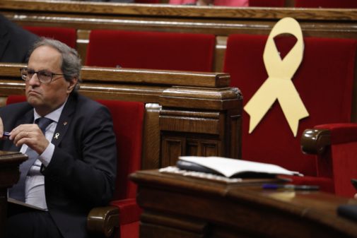 El presidente de Catalua, Quim Torra, en el Pleno del Parlamento...