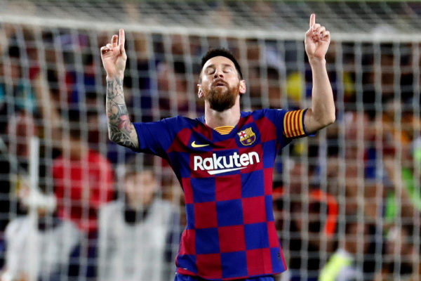 Messi celebra el 4-0 ante el Barcelona.