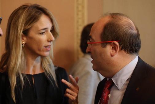 Cayetana lvarez de Toledo y Miquel Iceta, en el Parlament.