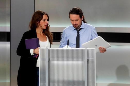 El candidato de Unidas Podemos, Pablo Iglesias, este lunes, en un...