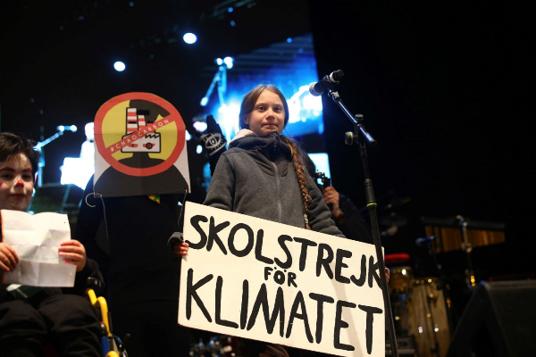 La joven activista sueca Greta Thunberg, durante su intervencin en...