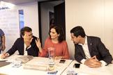 Alberto Nez Feijo, Isabel Daz Ayuso y Juan Manuel Moreno, durante una reunin del Comit Ejecutivo del PP.