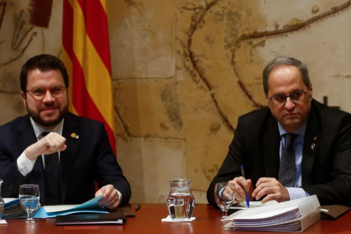 Pere Aragons y Quim Torra, en una reunin del Govern.