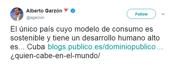 Alberto Garzón, futuro ministro de Consumo, borra un tuit donde elogia el 