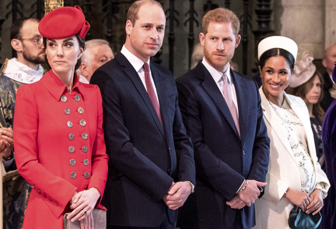 Los duques de Sussex y los de Cambridge, en una ceremonia religiosa en Londres.