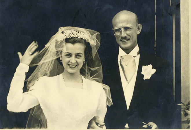 Paco Bult e Ins Sagnier, abuelos de Tarradas, el da de su boda.