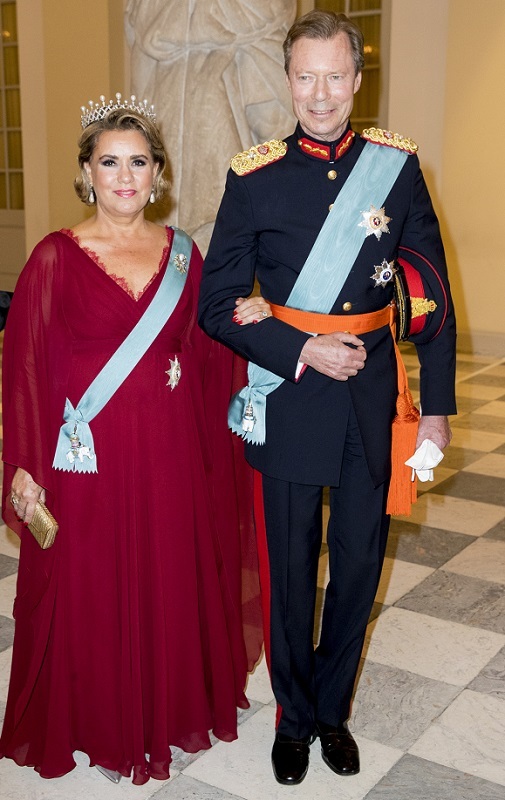 El Gran Duque Enrique de Luxemburgo y la Gran Duquesa Maria Teresa de  Luxemburgo en la cena de gala por el 50 cumpleaos del  prncipe Federico en Copenhague en 2018